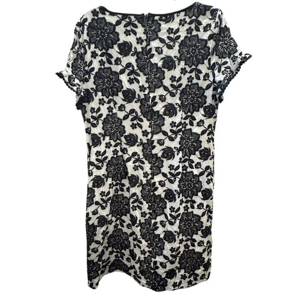 Karl Lagerfeld Black and White Floral Sewn Embellishment Dress - Picture 2 of 6